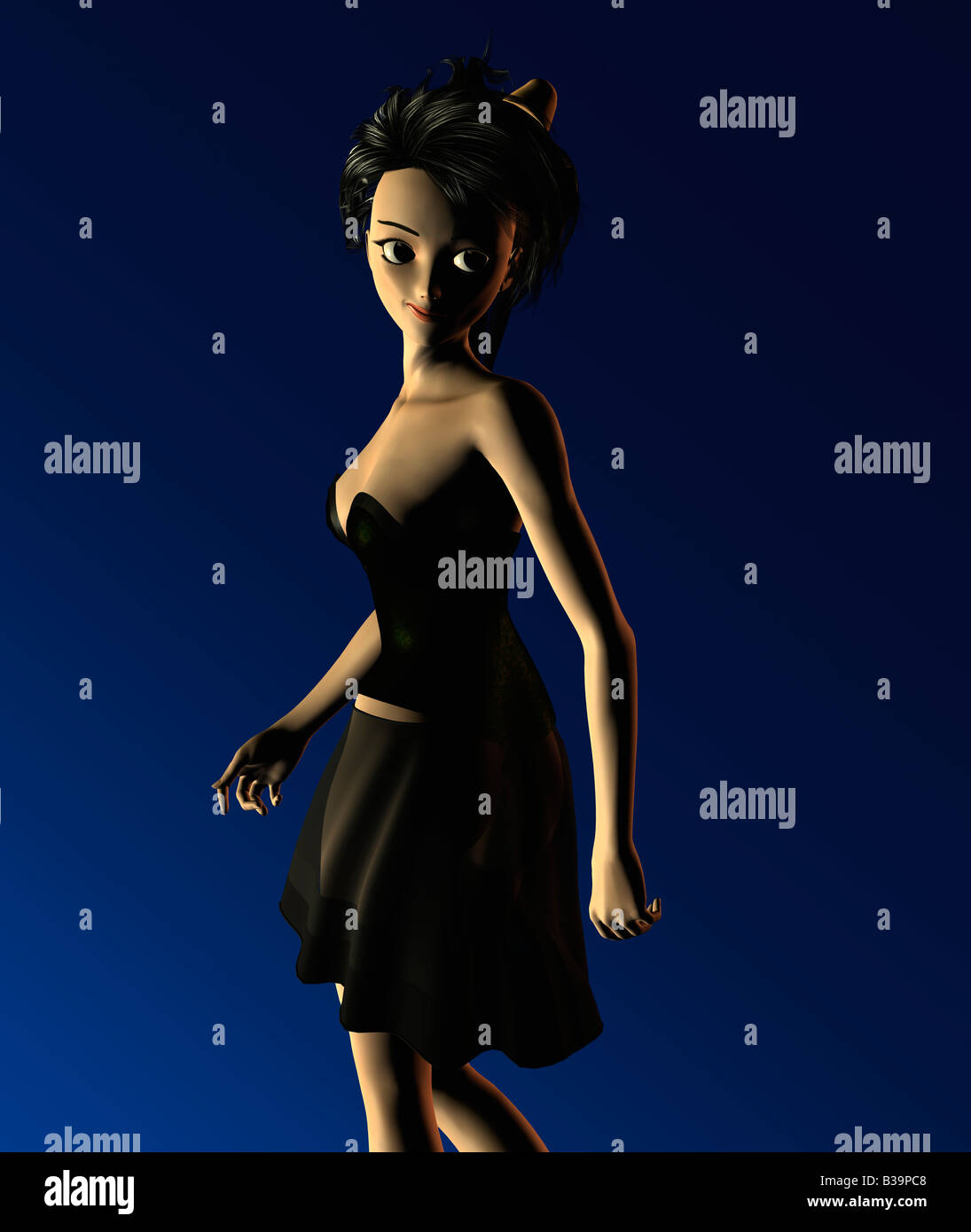 Computer generato illustrazione di una giovane donna vestita di andare fuori Foto Stock