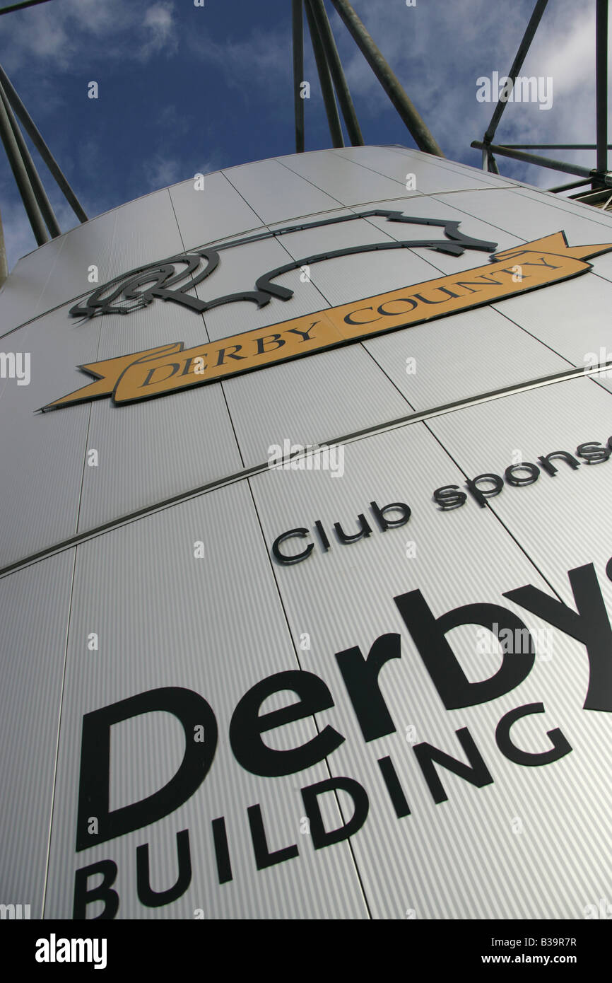 Città di Derby, Inghilterra. Angolo di visualizzazione del Pride Park Stadium, casa del Derby County Football Club altrimenti noto come arieti. Foto Stock
