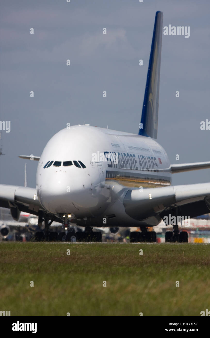 Singapore Airlines Airbus A380 London Heathrow, Regno Unito Foto Stock