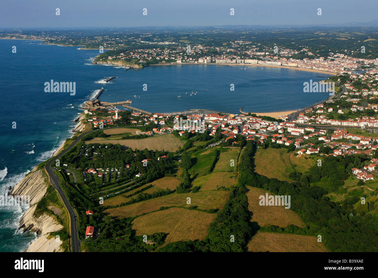 Vista aerea di St Jean de Luz Bay Francia Foto Stock