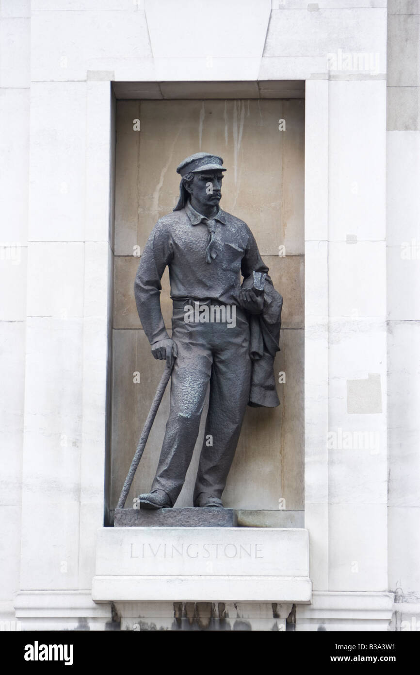 David Livingstone statua presso la Royal Geographical Society Foto Stock