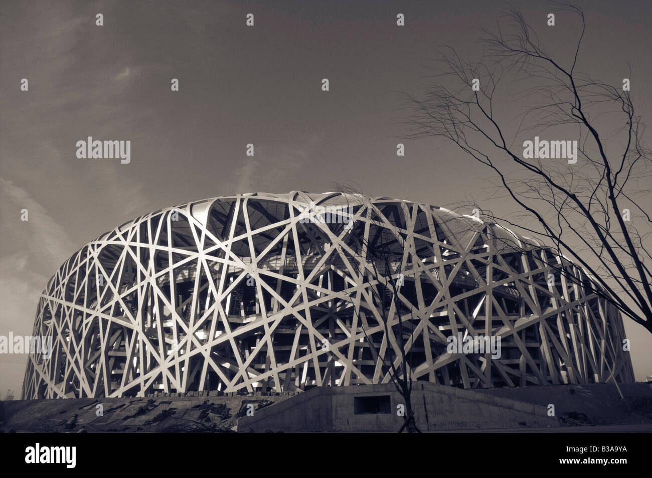 Cina, Pechino Stadio Nazionale (da Herzog & de Meuron), il luogo per i Giochi Olimpici di Pechino 2008 Foto Stock