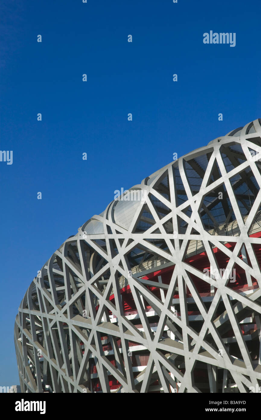 Cina, Pechino Stadio Nazionale (da Herzog & de Meuron), il luogo per i Giochi Olimpici di Pechino 2008 Foto Stock