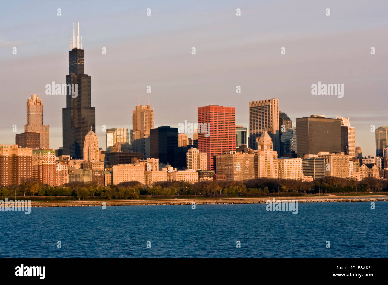 Mattina panorama di Chicago IL Foto Stock