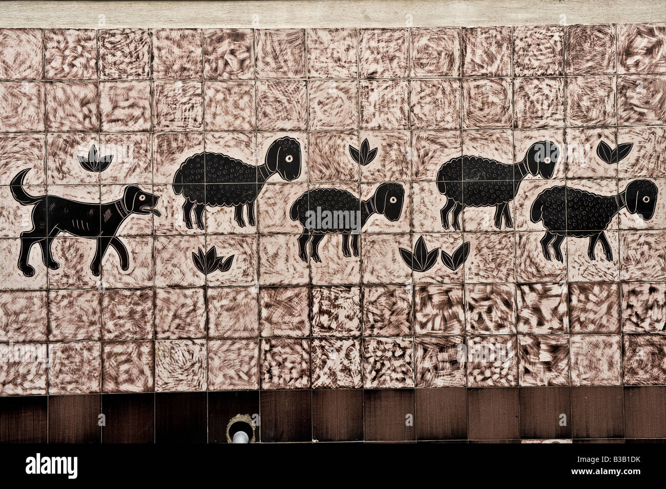 Dettaglio di un pavimento piastrellato Foto Stock