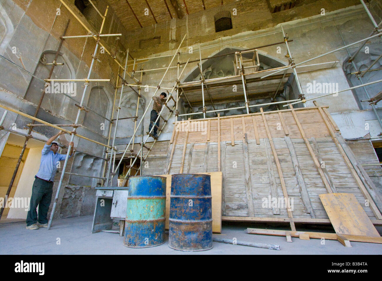 La ricostruzione e la conservazione all'interno dell'area Arg in Shiraz Iran Foto Stock