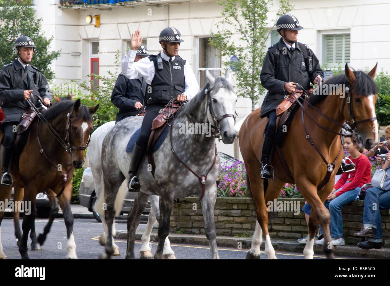 Polizia montata al carnevale di Notting Hill Londra 2008 Foto Stock