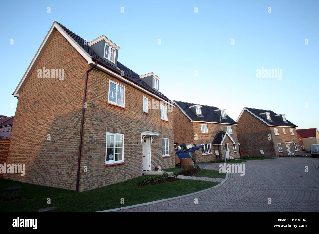 La figura mostra le case costruite su EX TERRENI AGRICOLI IN Haverhill Suffolk Foto Stock