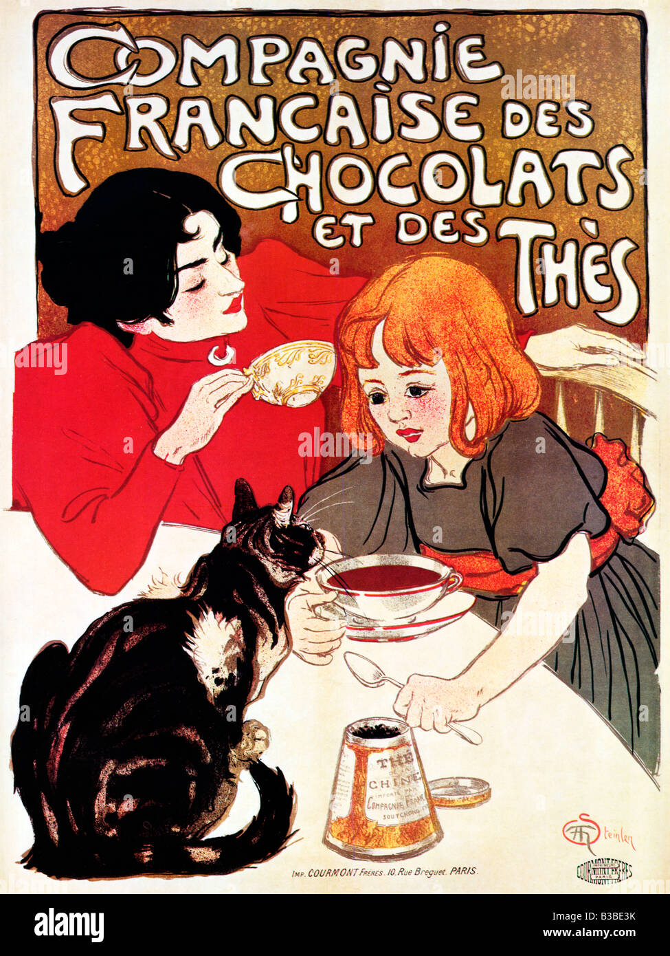 Steinlen Compagnie Francaise 1896 Art Nouveau poster Theophile Steinlen per Chocolats et des TS Foto Stock