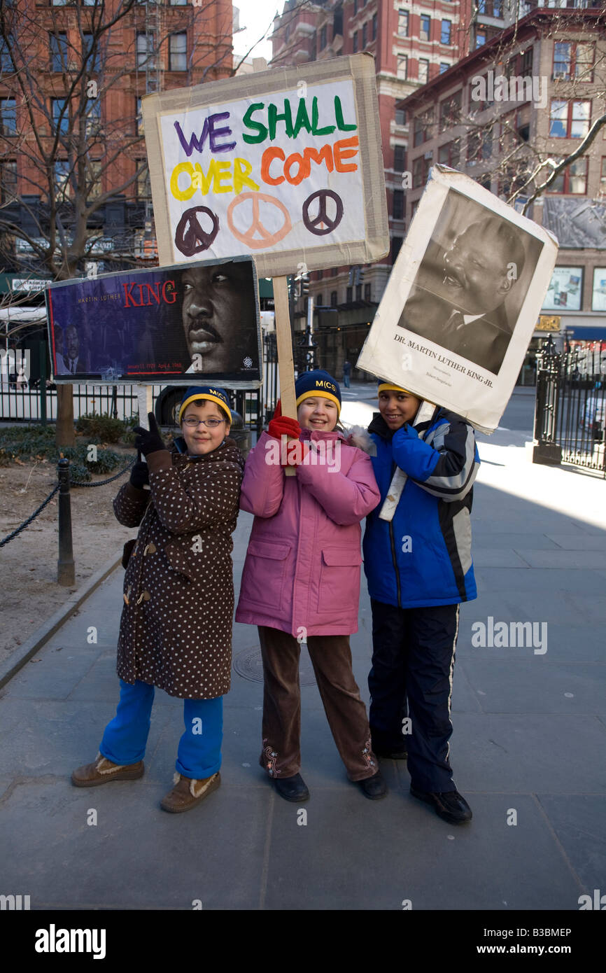 Martin Luther King parata del giorno MLK consapevolezza sociale Foto Stock