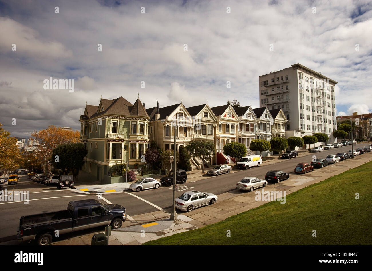Steiner Street, San Francisco, la California del Nord, CALIFORNIA, STATI UNITI D'AMERICA Foto Stock