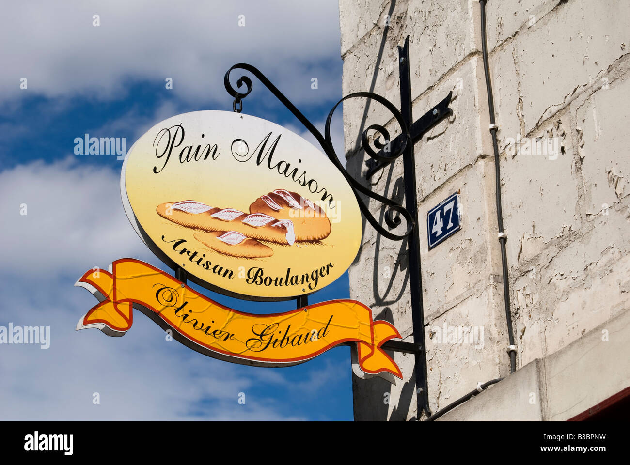 Baker's sign, Loches, Indre-et-Loire, Francia. Foto Stock