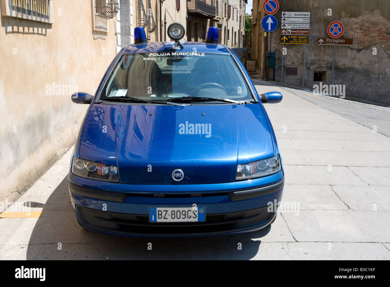 La polizia municipale auto Panicale Umbria Italia Foto Stock