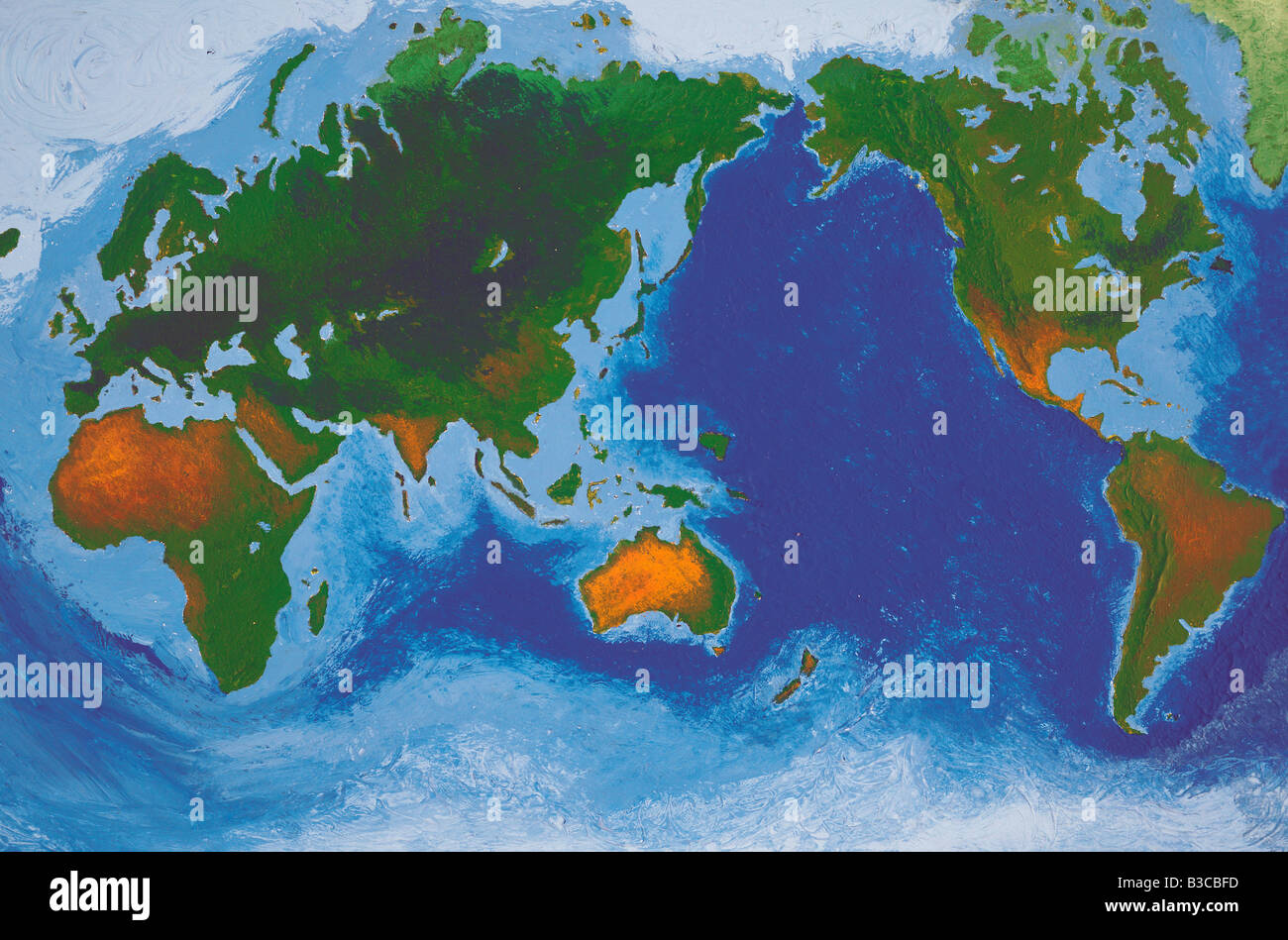 Grafica. Dipinto illustrazione mappa del mondo. Foto Stock