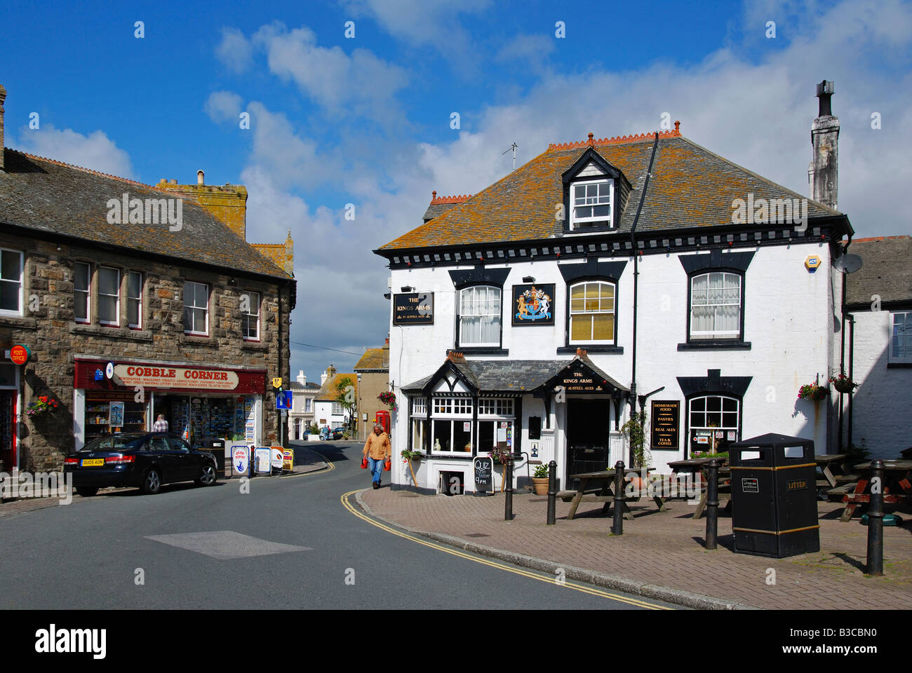 La piazza della città a marazion in Cornovaglia,l'Inghilterra,uk Foto Stock