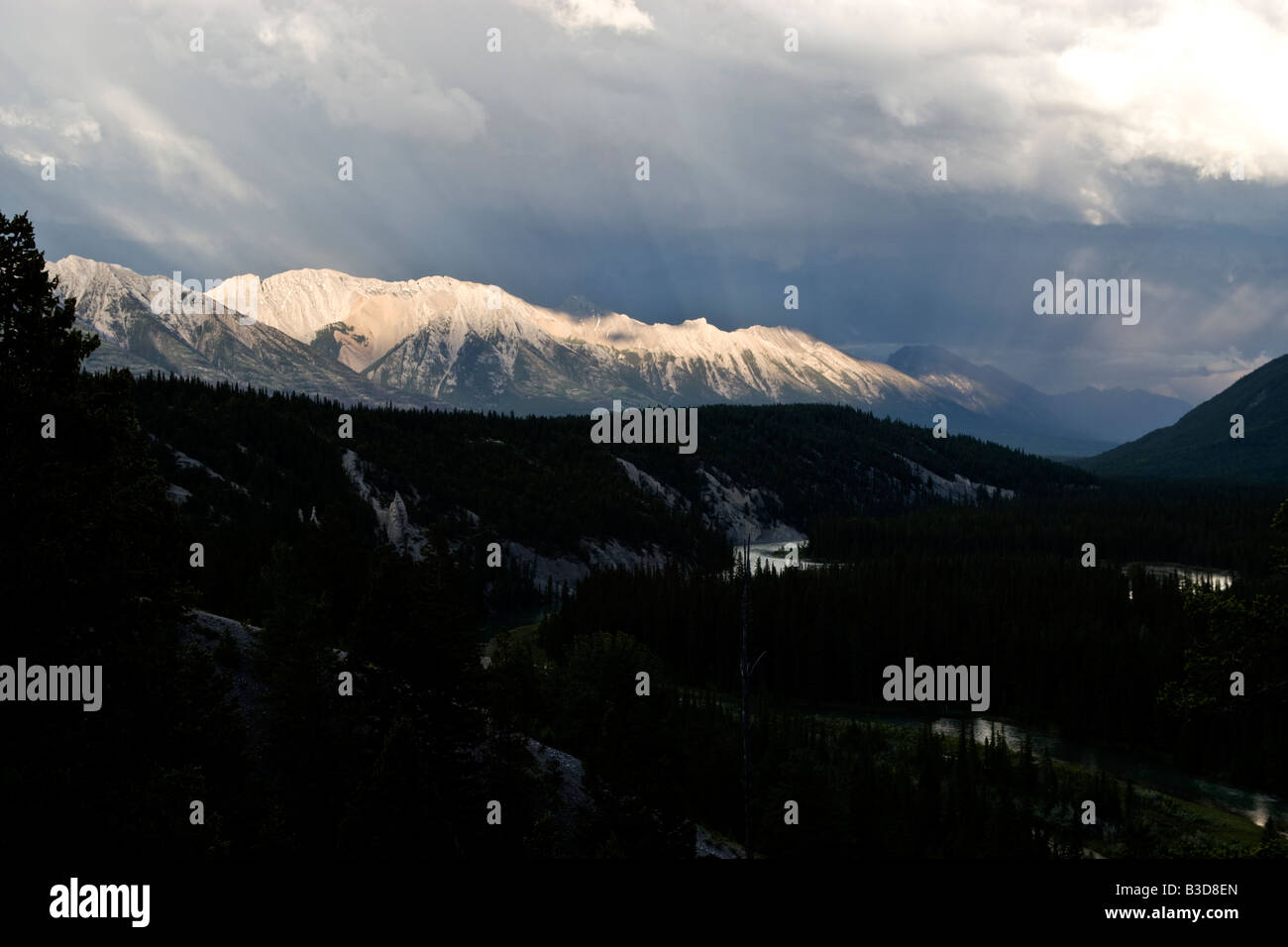 Vista di Mount Rundle nel Parco Nazionale di Banff Foto Stock