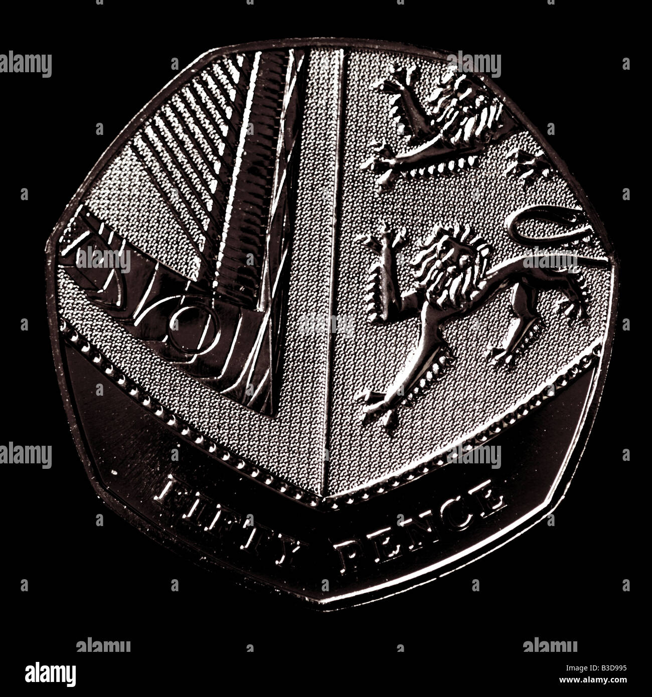 Inglese 50p moneta Foto Stock