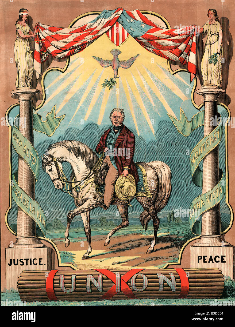 Poster della campagna per il candidato presidenziale democratica Zachary Taylor nella elezione del 1848 NEGLI STATI UNITI Foto Stock