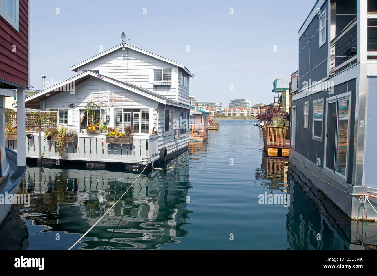 Victoria Inner Harbour house boat case di flottazione della Columbia britannica in Canada BCY 0690 Foto Stock