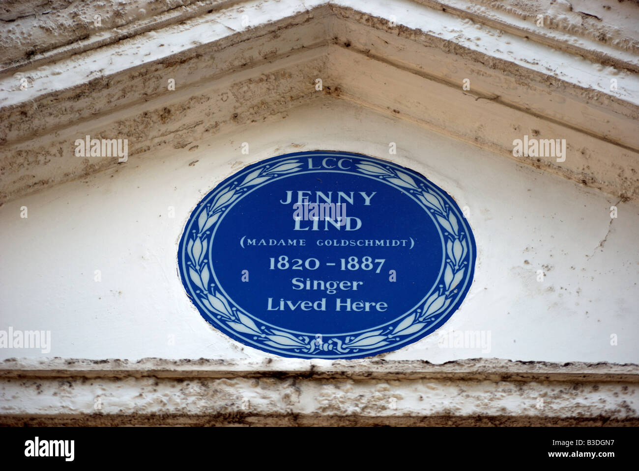 London County council targa blu segnando una ex casa del cantante Jenny Lind, nel South Kensington, Londra, Inghilterra Foto Stock