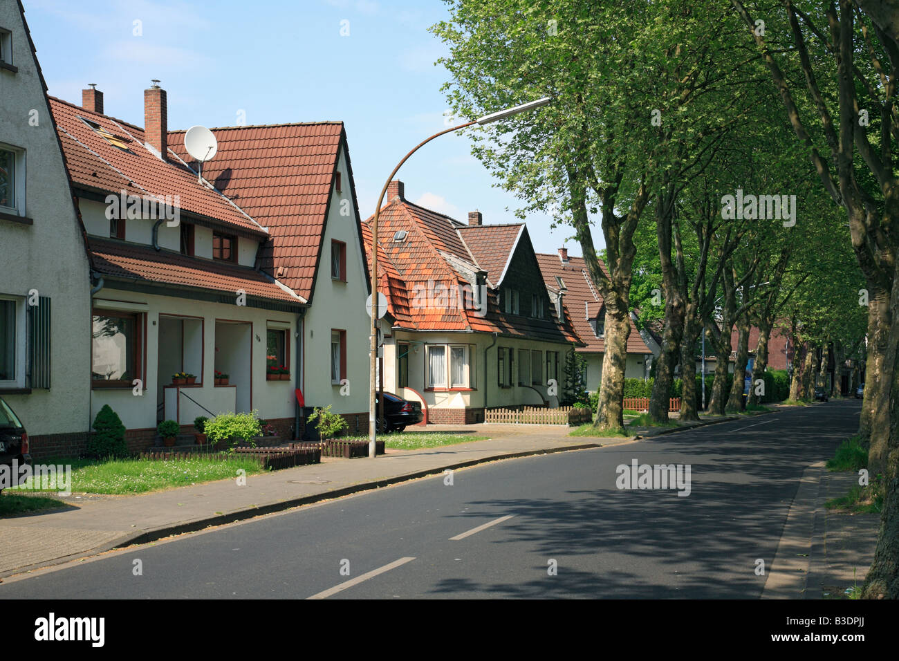 Route der Industriekultur, Alt-Siedlung Friedrich-Heinrich, Bergarbeitersiedlung, Wohnhaeuser, Kamp-Lintfort, Niederrhein, NRW Foto Stock