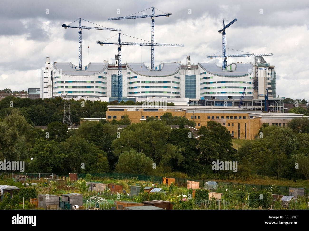 Una vista del parzialmente costruita Super Hospital di Birmingham, West Midlands, Inghilterra, Regno Unito. Foto Stock