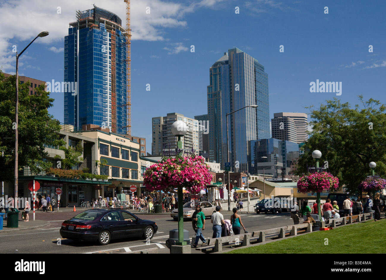 Western Avenue & Pike Place Seattle nello Stato di Washington WA USA Foto Stock