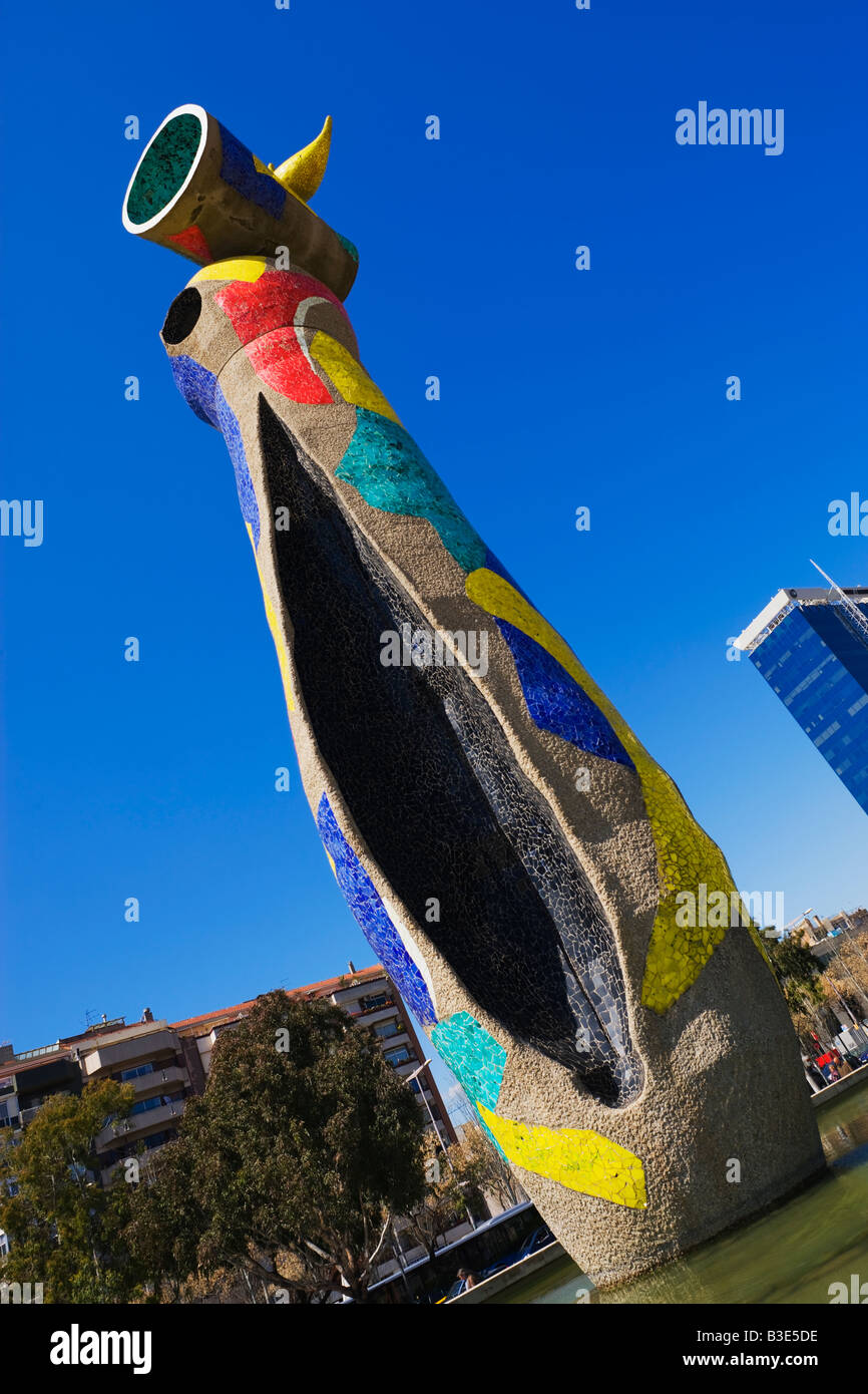 Donna e Uccello scultura Joan Miro Parc Barcellona Catalonia Spagna Foto Stock