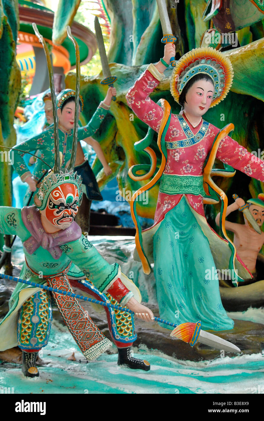 Figurine colorate a Tiger Balm Haw Par Villa Giardino in Singapore Foto Stock