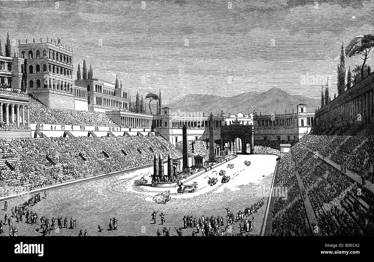 Geografia / viaggio, Italia, Roma, Circo massimo, pittura storica, incisione, 19th secolo, persone storiche, mondo antico, Foto Stock