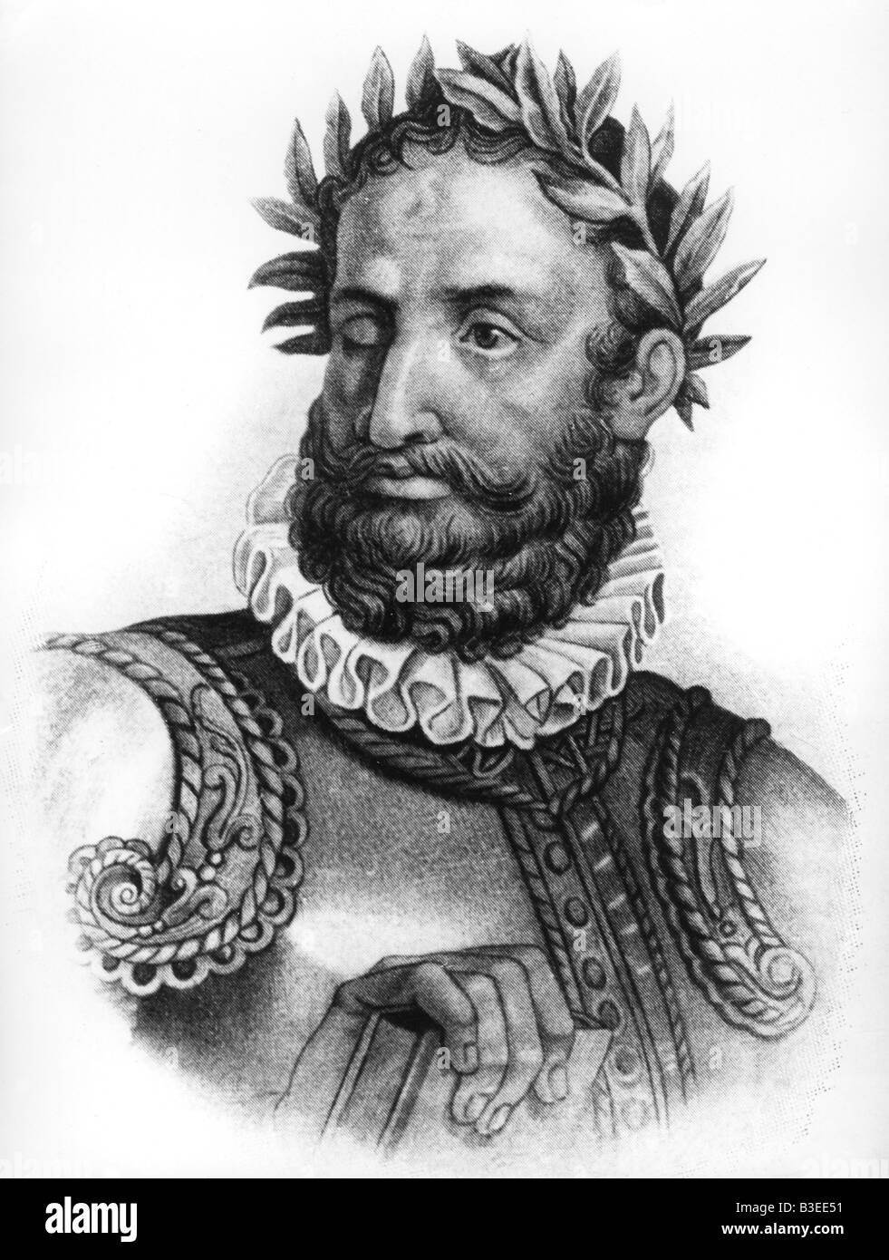 Camoes, Luis Vaz de, 1524/1525 - 10.6.1580, Portugese autore / scrittore, ritratto, incisione su rame di B. Roger, secolo XIX, , artista del diritto d'autore non deve essere cancellata Foto Stock
