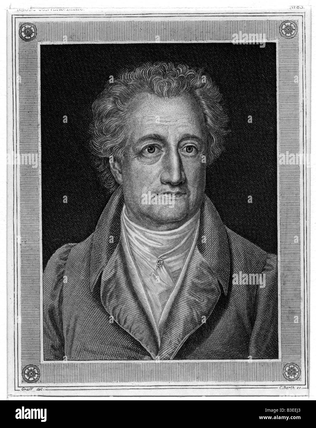 Goethe, Johann Wolfgang von, 28.8.1749 - 22.3.1832, autore tedesco / scrittore, ritratto, acciaio incisione di Barth, del XIX secolo , artista del diritto d'autore non deve essere cancellata Foto Stock