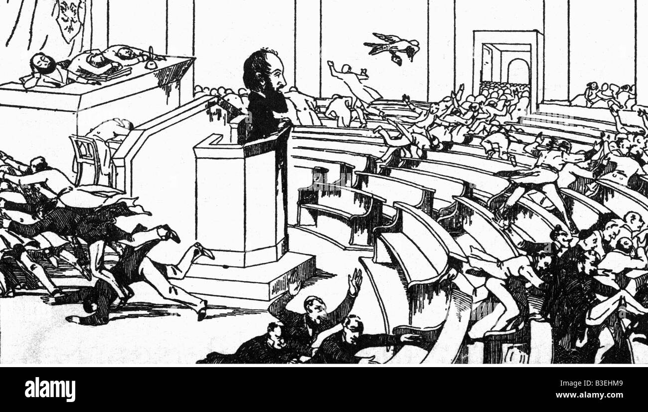 Eventi, rivoluzioni 1848 - 1849, Germania, Assemblea Nazionale, caricatura, 'applaus running', disegno, 1848, , Foto Stock