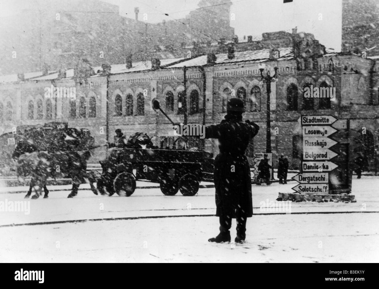 Traffico tedesco posti, Charkov 1941 Foto Stock