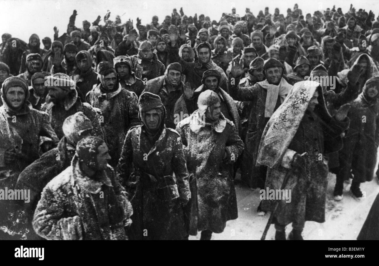 Prigionieri di guerra italiani nei pressi di Stalingrado Foto Stock