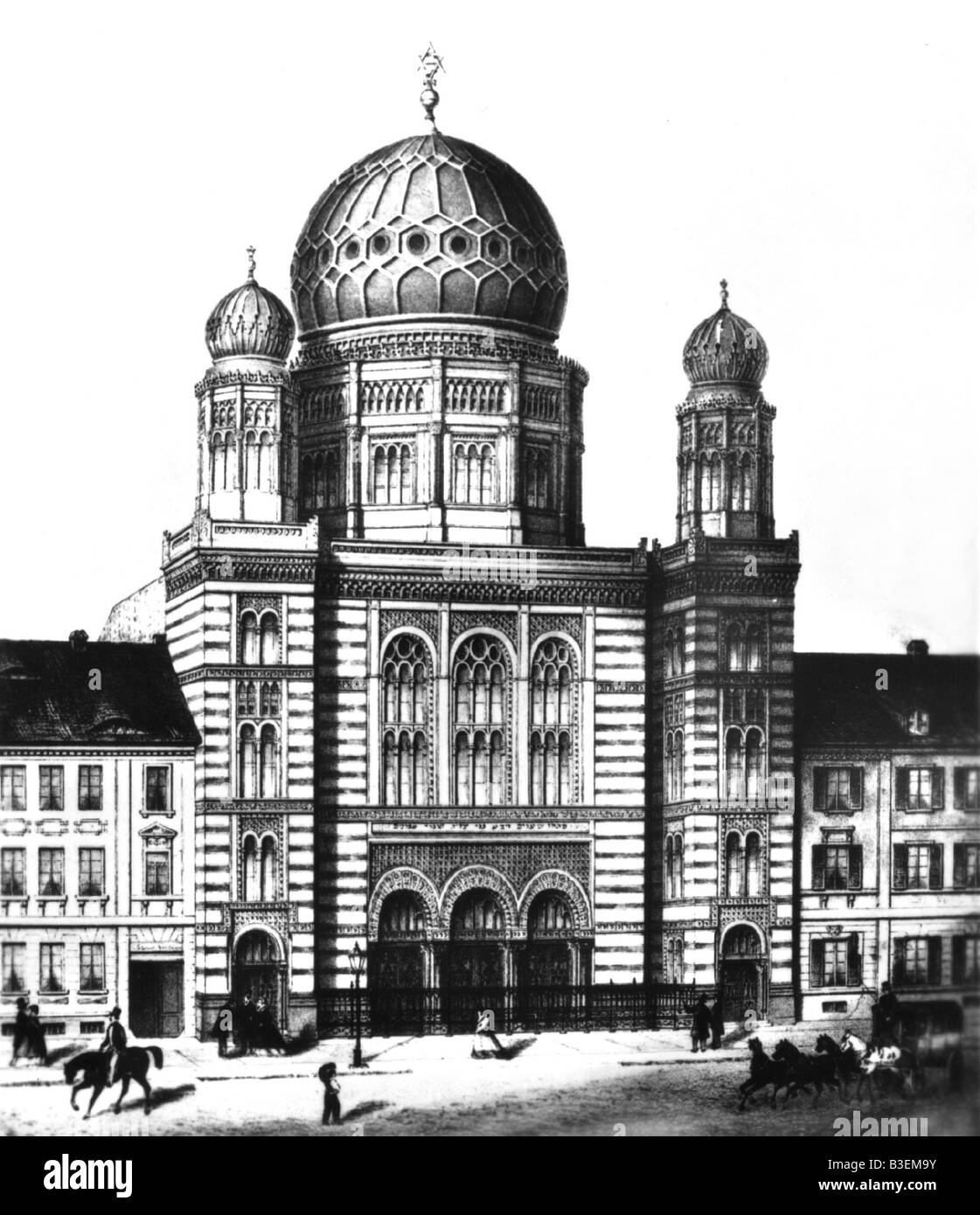 Geografia / viaggio, Germania, Berlino, edifici, Nuova Sinagoga, dedicato 5.9.1866, vista esterna, litografia tonata di B. Kliemeck, Foto Stock