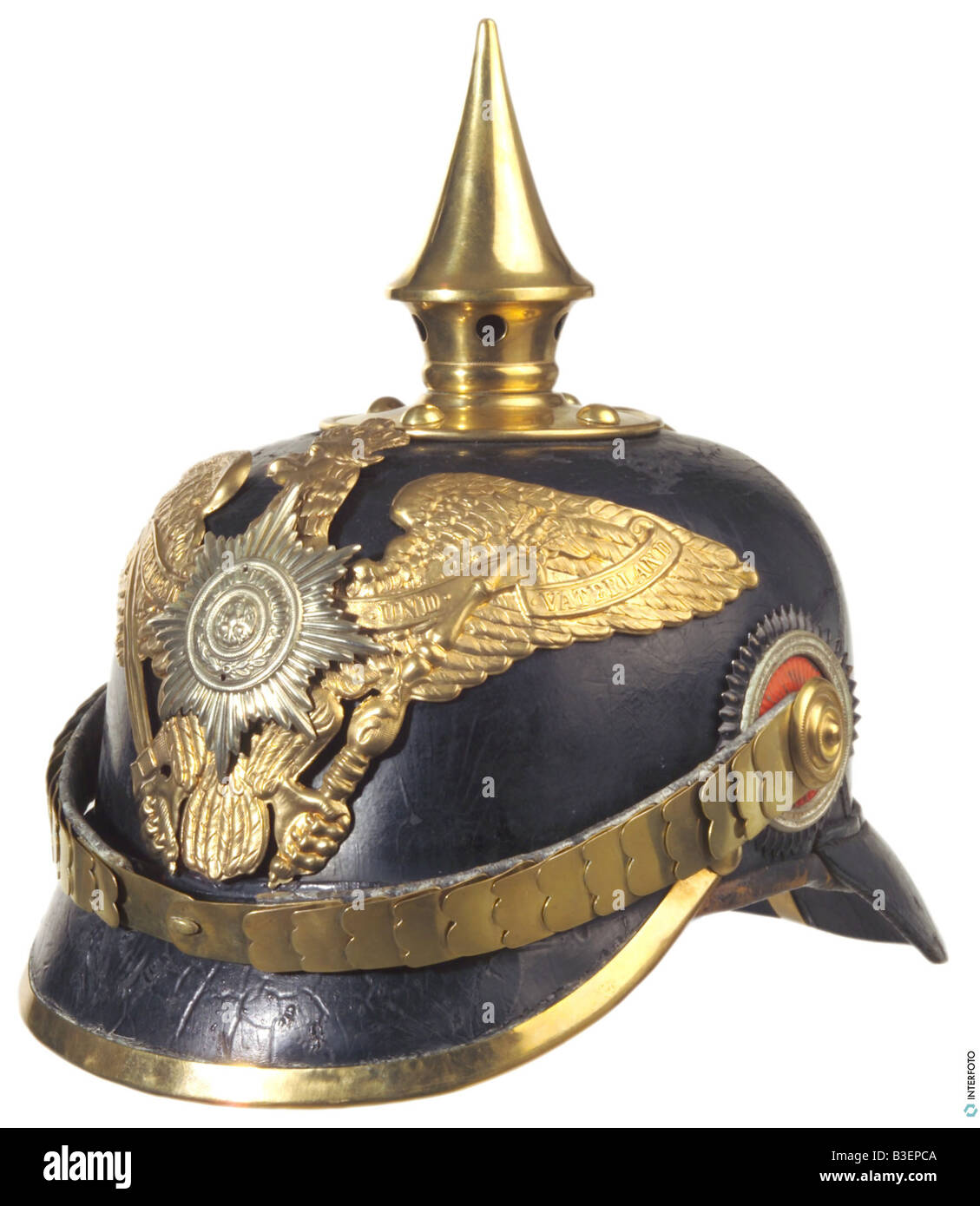 Armi/braccia, braccia protettive, caschi, casco in pelle per i sergeanti della fanteria della Guardia tedesca, typ 1898, Pickelhaube, casco spizato, Germania, Prussia, , Foto Stock