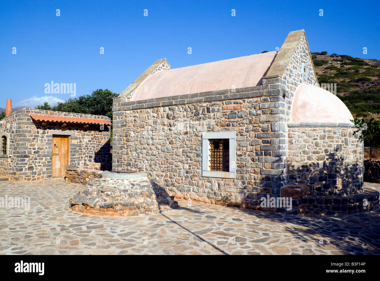 Ripristinato st fochas chiesa kolokitha penisola elounda Creta Grecia Foto Stock