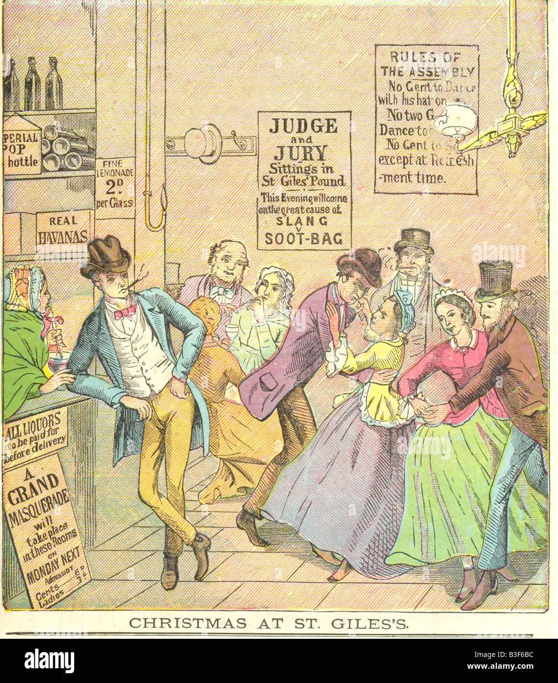Natale a st giles, Londra circa 1865 Foto Stock