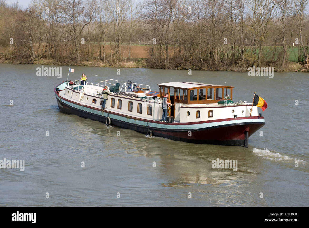 Chiatta olandese sul Fiume Saone Francia Foto Stock