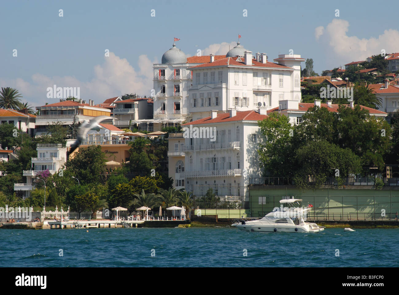 ISTANBUL. Buyukada, una delle Isole dei Principi nel Mar di Marmara, con lo splendido Palas Hotel domina la scena. 2008. Foto Stock