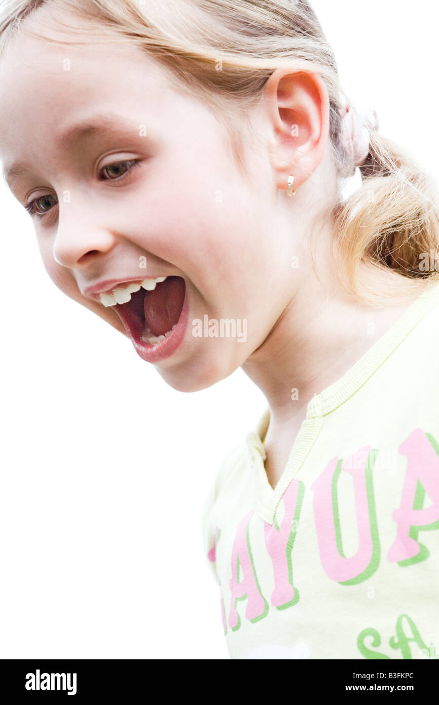 ragazza che grida Foto Stock