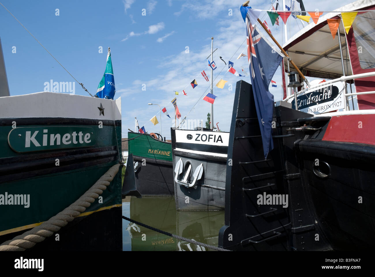 Rally di chiatte olandese sul Canal du Centre, Francia Foto Stock