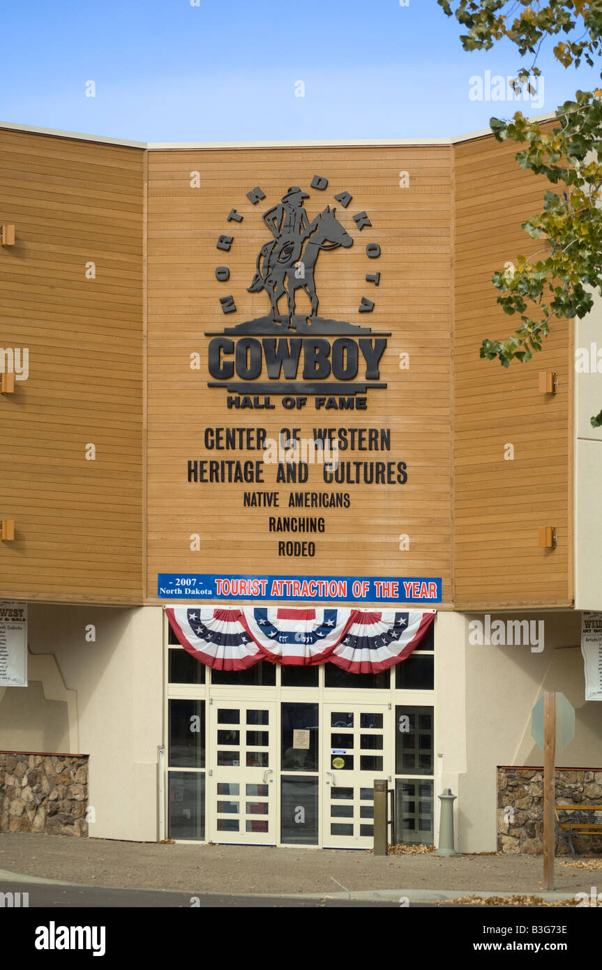 Cowboy Hall of Fame ha presenta su cowboy ranch rodeo dei Nativi Americani e uno stile di vita occidentale in Medora North Dakota Foto Stock