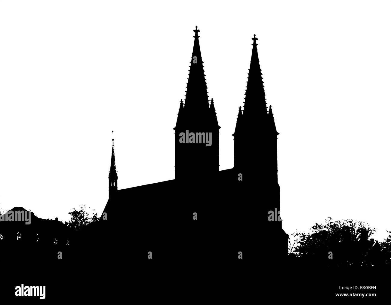 Silhouette di Vysehrad - seconda sede della Boemia principi e re Foto Stock