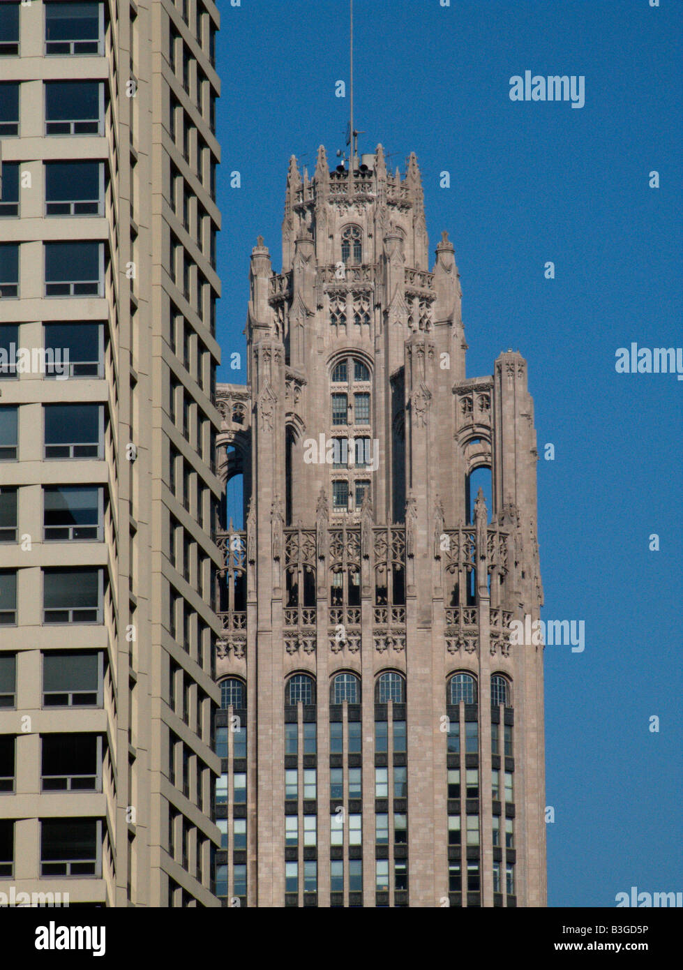Chicago Tribune Tower. Il Magnificent Mile. Chicago. Illinois. Stati Uniti d'America Foto Stock