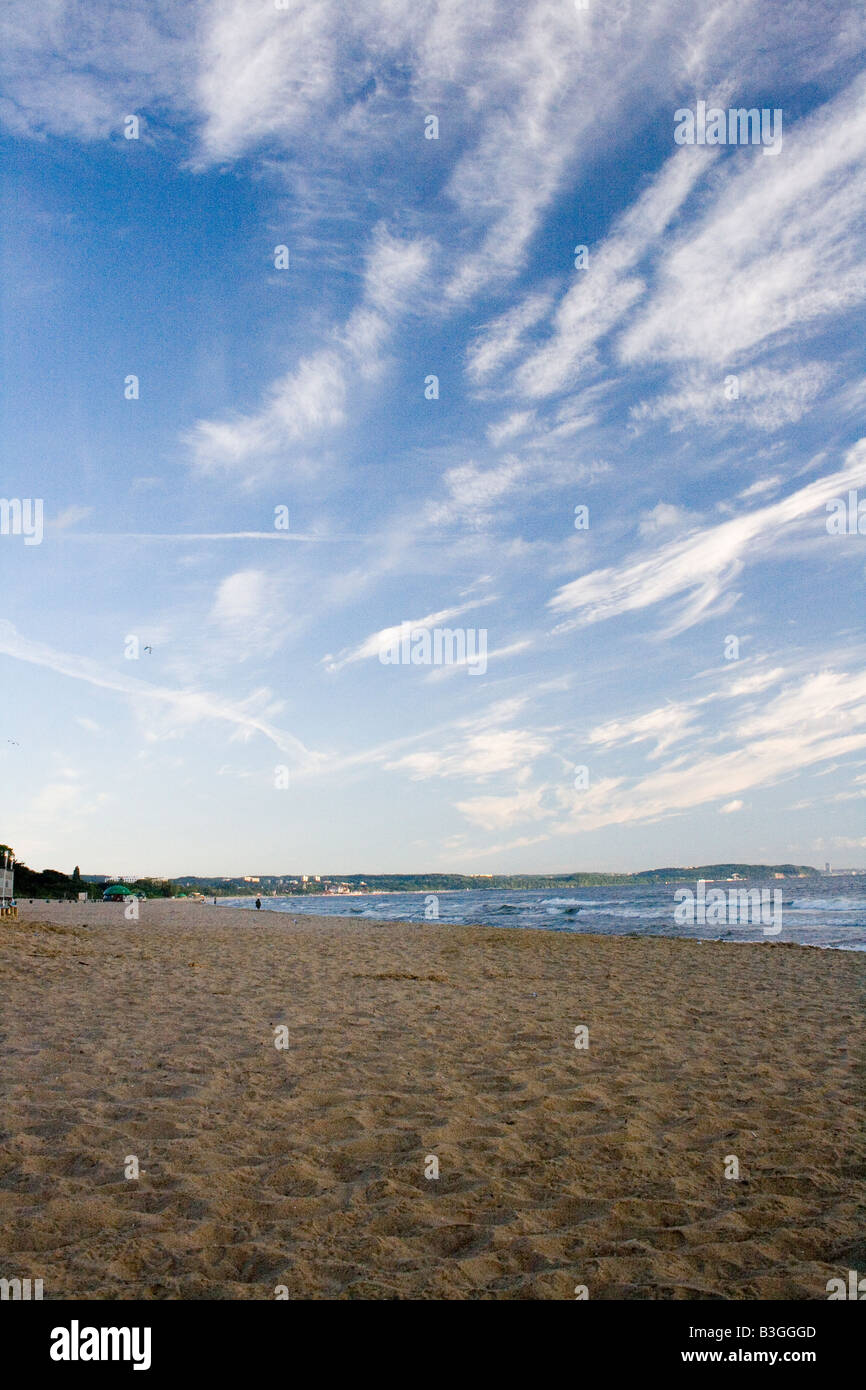 Fotografia della spiaggia di Danzica Polonia Pomerania Beauriful cielo al mattino del giorno di estate Foto Stock