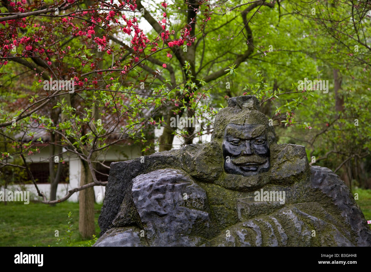 Zhang Fei statua di pietra in Peach Orchard Wuhou Memorial Tre Regni tempio, Chengdu Sichuan, Cina Foto Stock