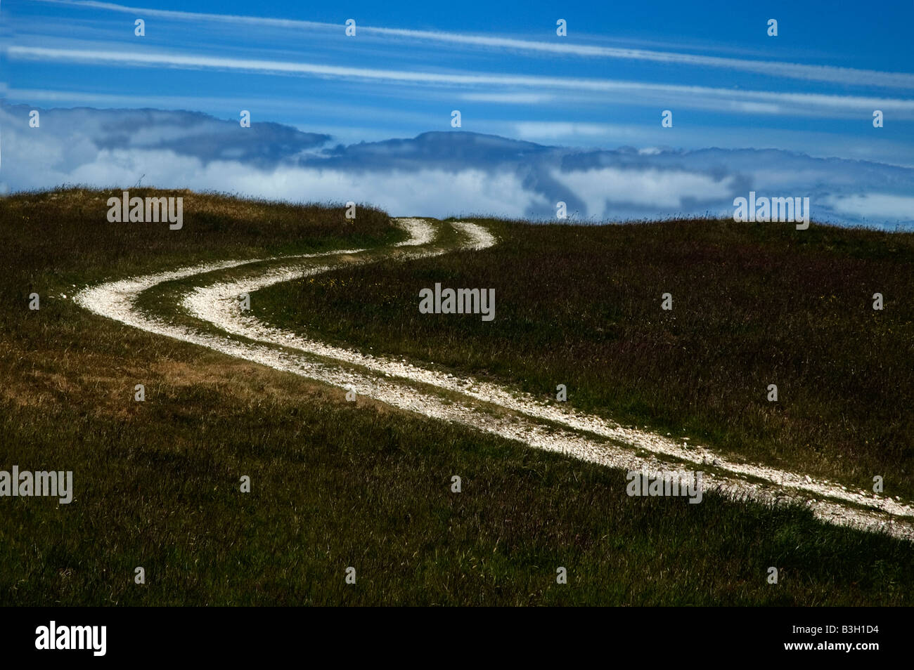 Strada tortuosa Rathlin Island Irlanda del Nord Foto Stock