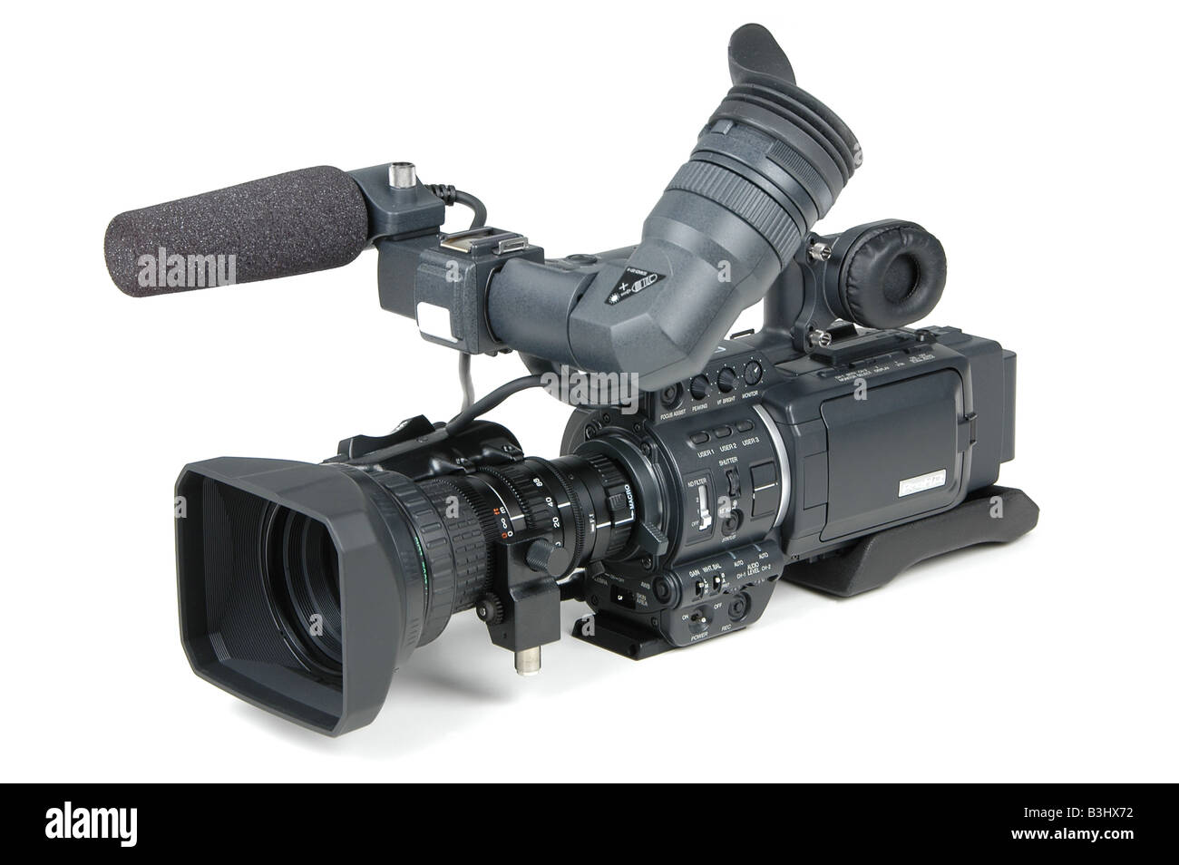 Videocamera digitale con sfondo bianco Foto Stock